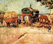 Vincent Van Gogh Encampment of Gypsies with Caravan China oil painting reproduction